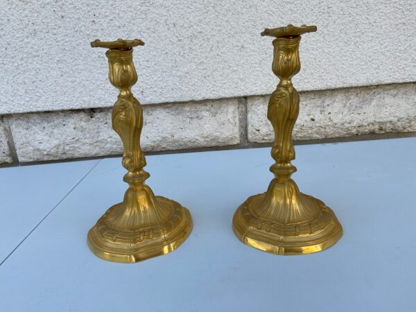 Stel verguld bronzen kandelaars
