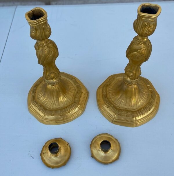 Stel verguld bronzen kandelaars