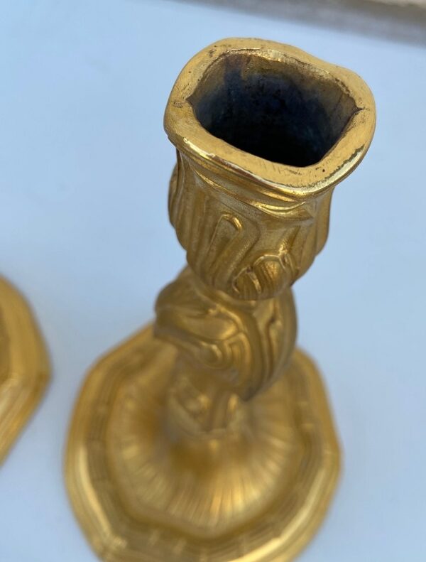 Stel verguld bronzen kandelaars