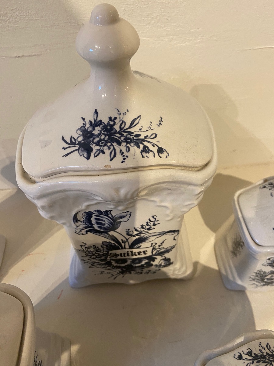 Set van 5 Delfts aardewerken potten - Afbeelding 6