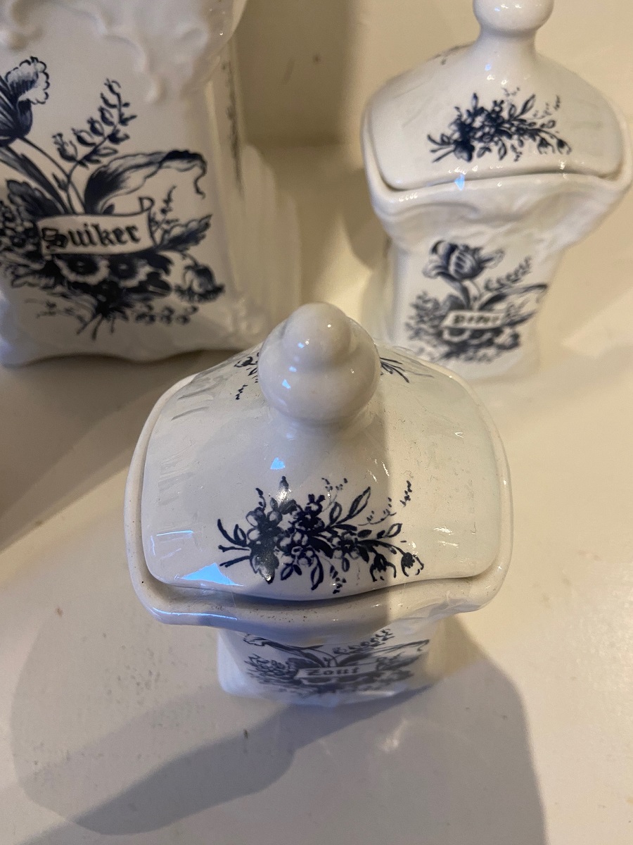 Set van 5 Delfts aardewerken potten - Afbeelding 7