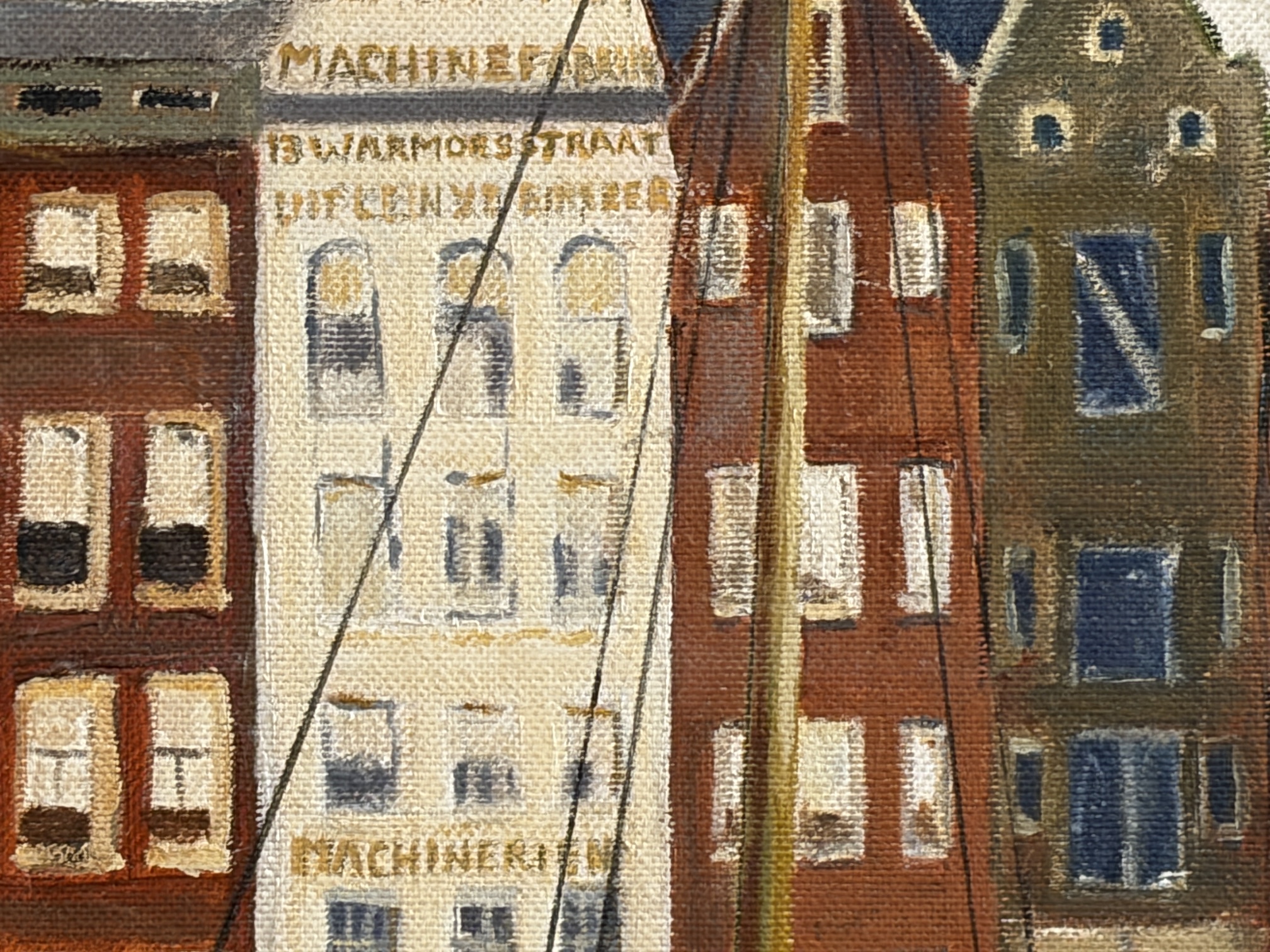 Schilderij van W. Bastian – Amsterdam stadsgezicht - Afbeelding 4