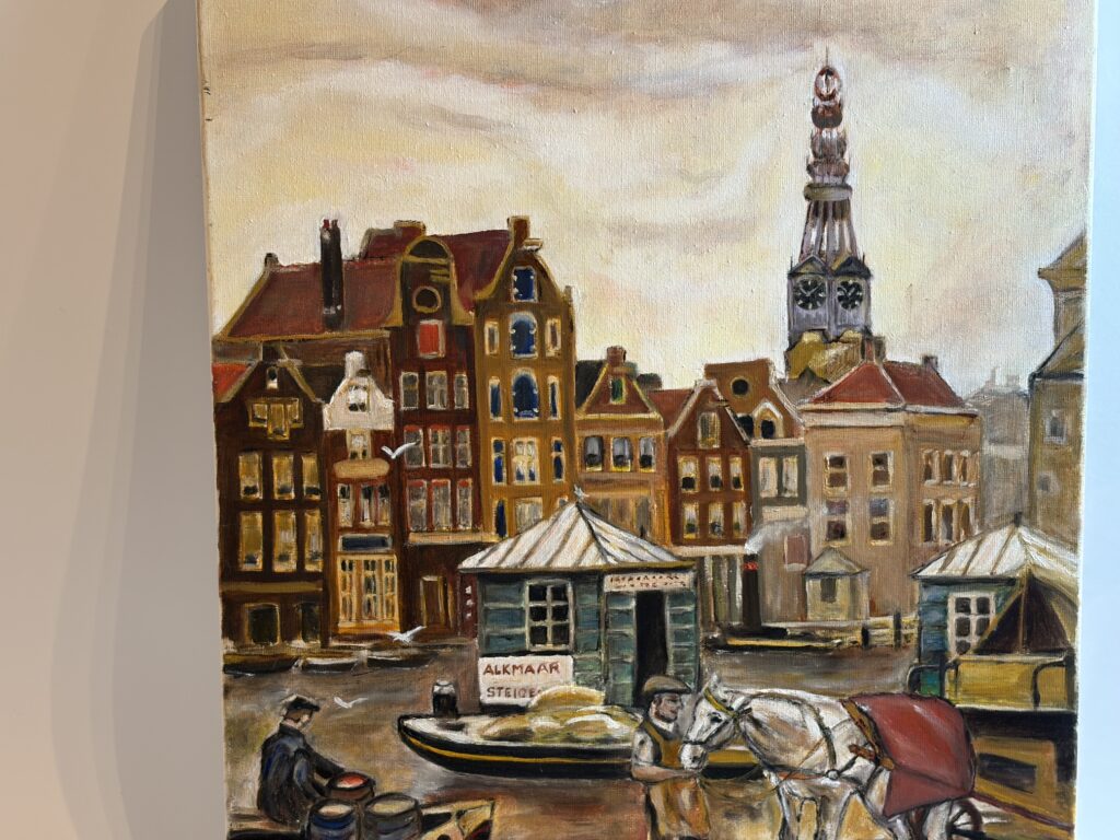 Schilderij van W. Bastian – Amsterdam stadsgezicht