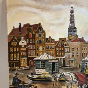 Schilderij van W. Bastian – Amsterdam stadsgezicht