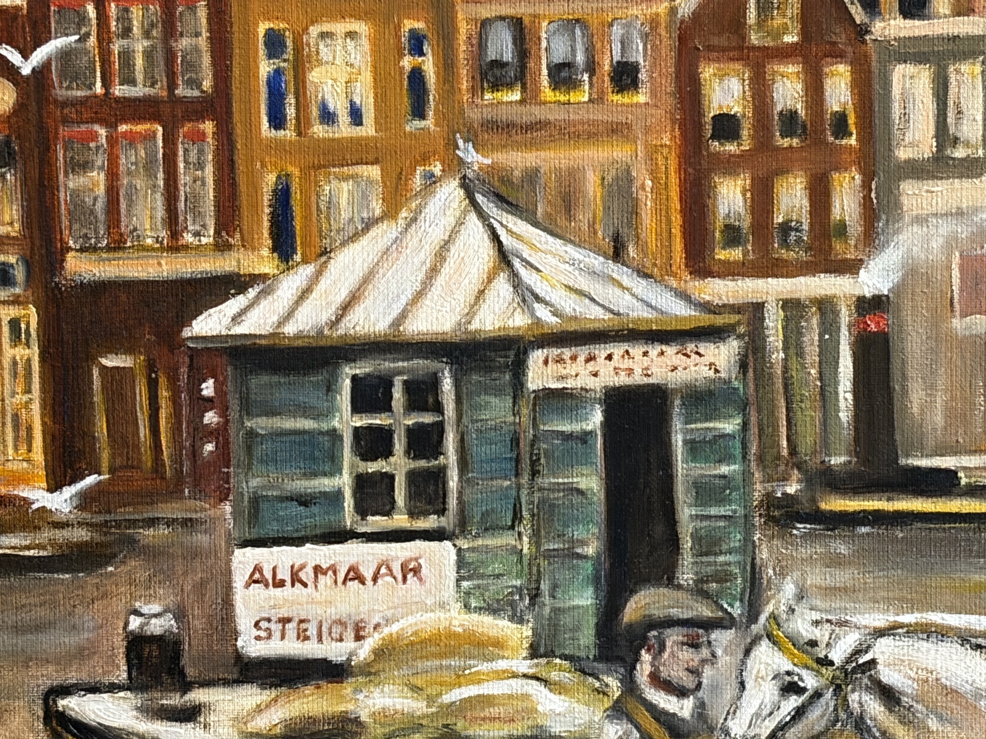 Schilderij van W. Bastian – Amsterdam stadsgezicht - Afbeelding 3