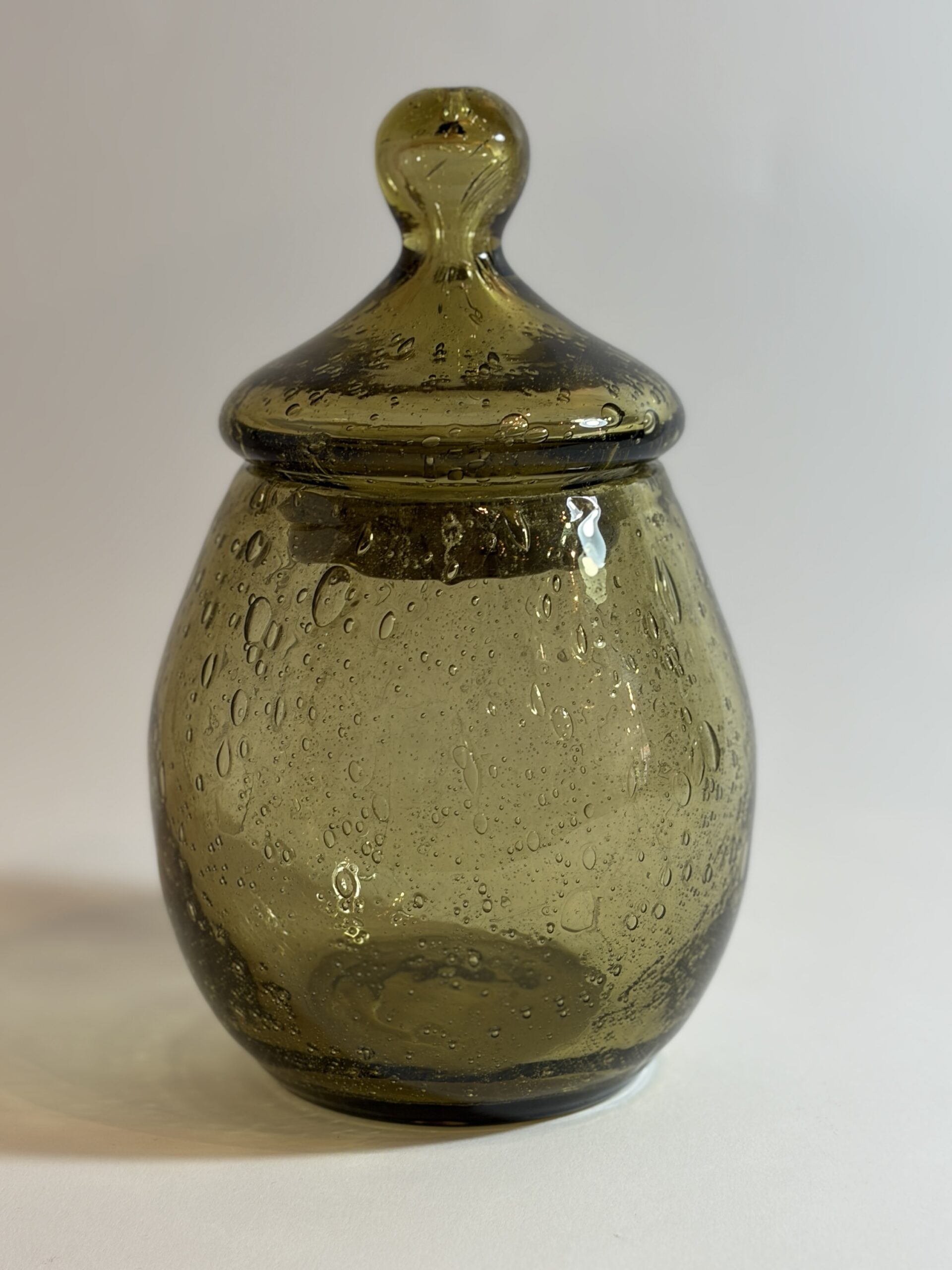 Vintage bullé glazen bonbonnière met deksel — vermoedelijk Biot, Frankrijk - Afbeelding 2