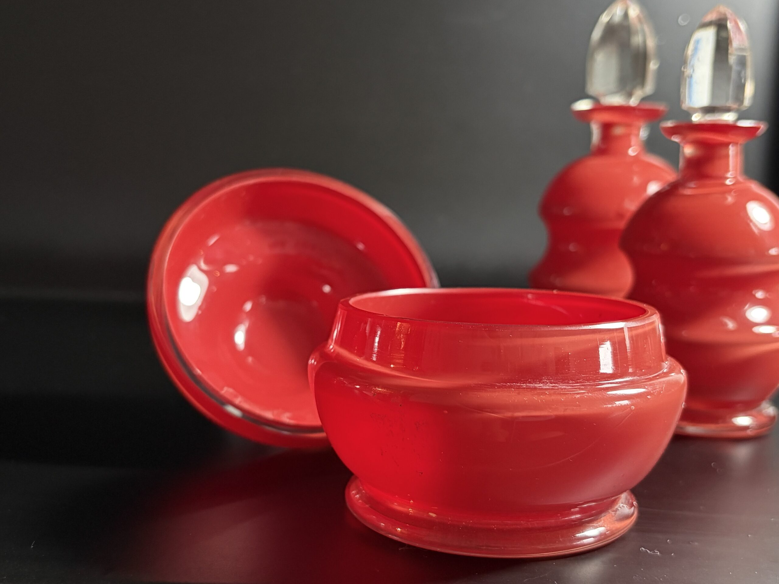 Prachtige set van 5 antieke glazen parfumflessen – Jaren 1920-1930 - Afbeelding 16